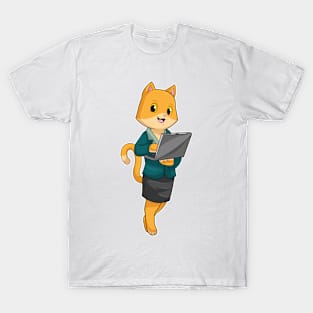 Cat as Secretary with Laptop T-Shirt